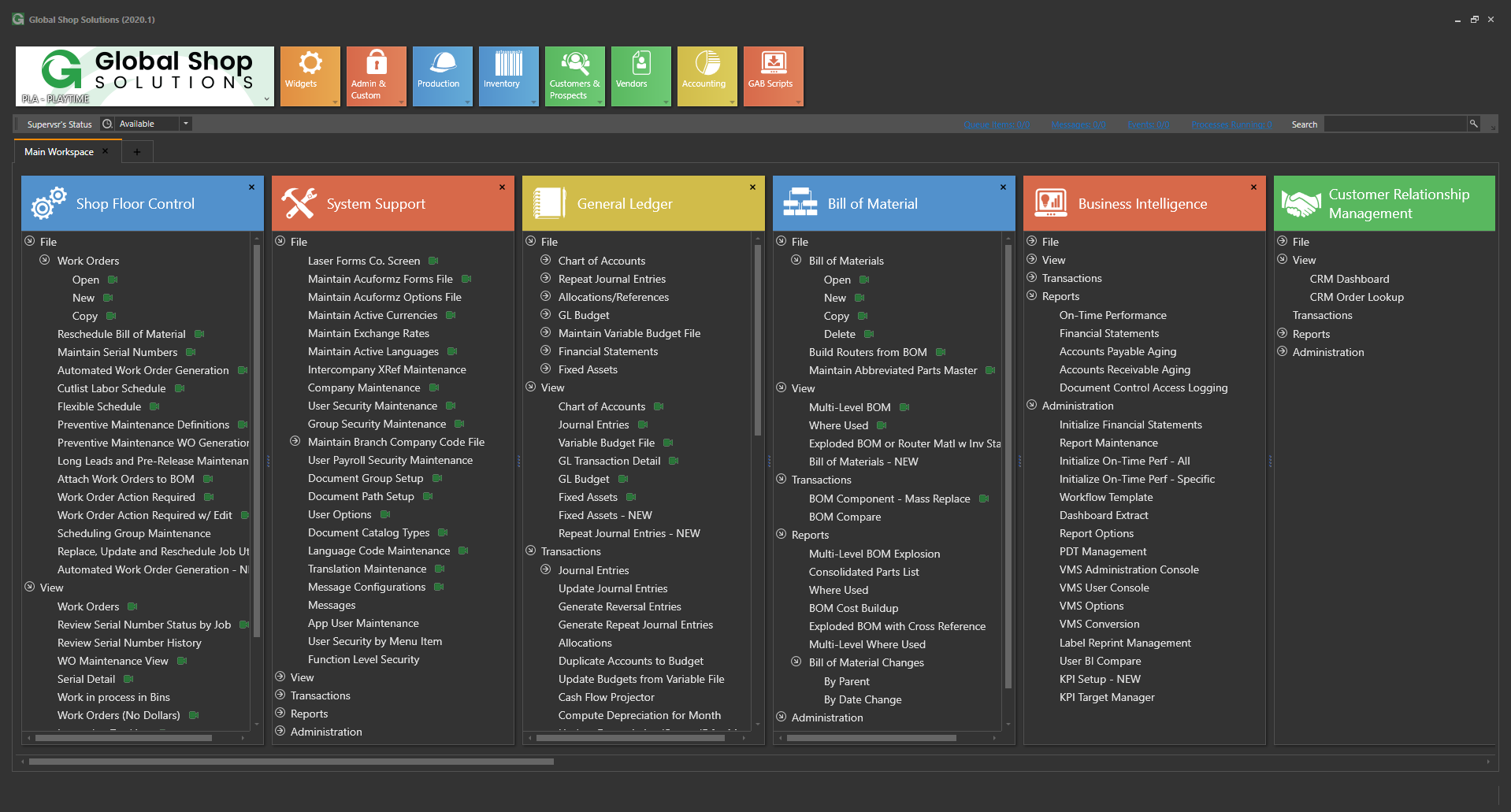 screenshot of Global Shop Solutions